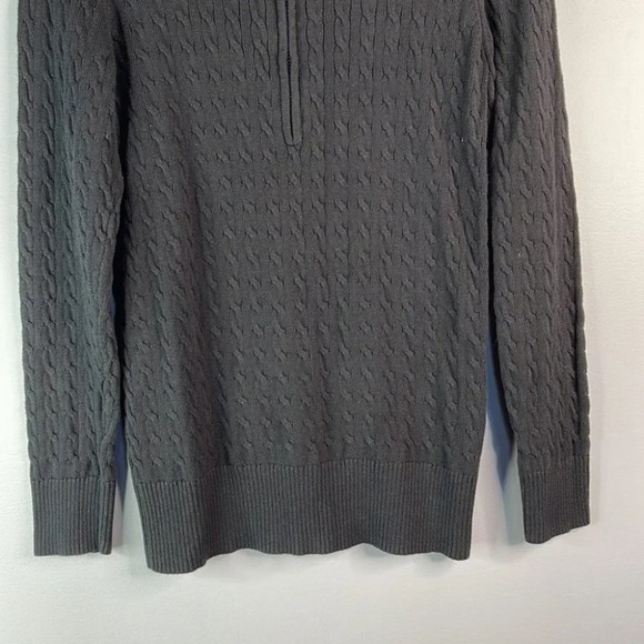 VINTAGE Polo Jeans Company Black Cable Knit Zip Sweater Long Sleeve Preppy M - Picture 4 of 10